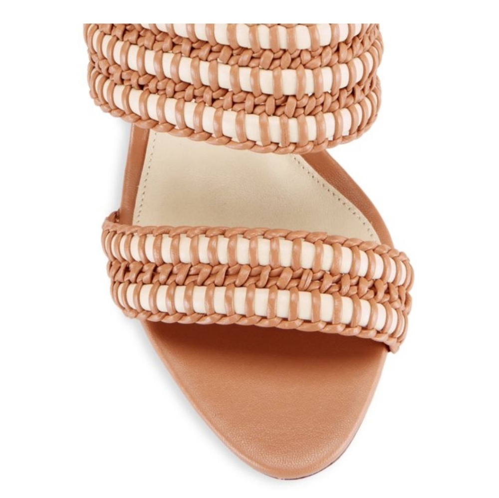 Alexandre Birman Beige and White Woven Heels. Emmy Leather Mules, EU 38.5, Sz 8.